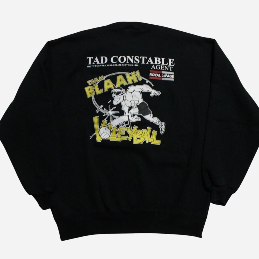 Mens Vintage 90s Russell Black Volleyball Graphic Crewneck Skater Sweatshirt - Picture 3 of 6